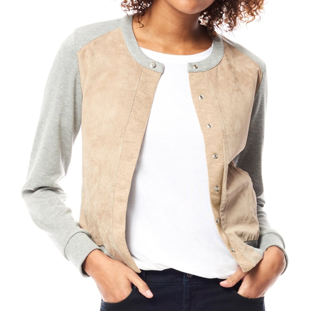 ECRU SUEDEKNIT BOMBER JACKET